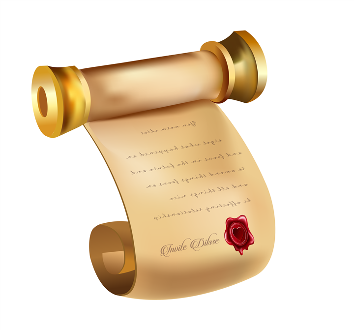 Invite Dilsse logo: a golden invitation scroll with a red wax seal